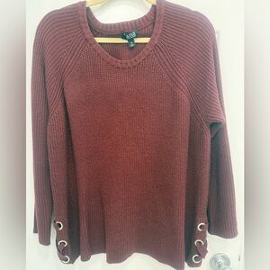 a.n.a Women's Deep Red Crew Neck Sweater